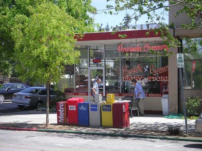 The home seems to be filled with quirky things. She and her husband bought a 15-foot, two-story model of the Peninsula Creamery, a diner in Palo Alto that