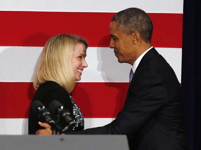 Though Mayer claims to be socially awkward and shy, she has met with some of the most powerful people in the world. In 2010, she hosted a $30,000-a-plate fundraising dinner for President Barack Obama at her home. She introduced the President during a DNC fundraiser in San Jose in May.