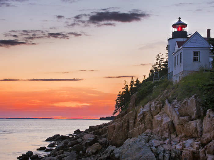 Watch the sunset from Bass Harbor Head Lighthouse in Maine