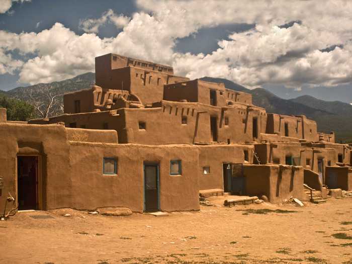 Admire the ancient adobe buildings of Taos Pueblo, a 1,000-year-old community outside Taos, New Mexico.