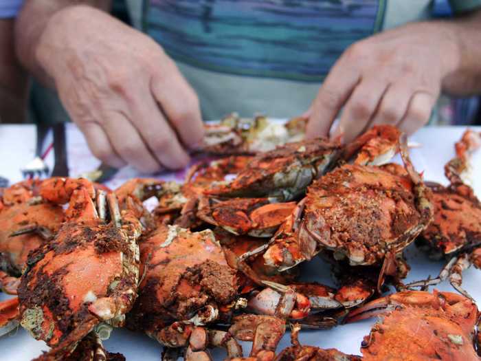 Crack open a steamed blue crab at one of Baltimore