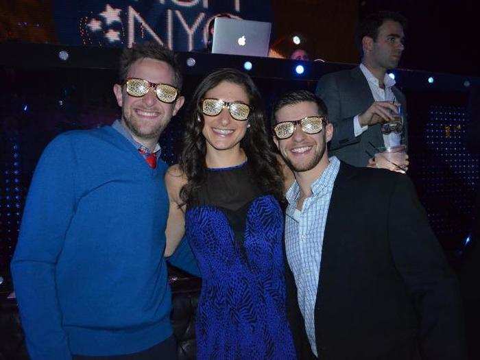 Sunglasses with the words "Wish NYC" were handed out later in the night. Pictured: SinglePlatform