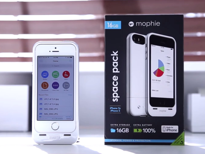 The Mophie Space Pack will give your phone extra battery life and storage space.