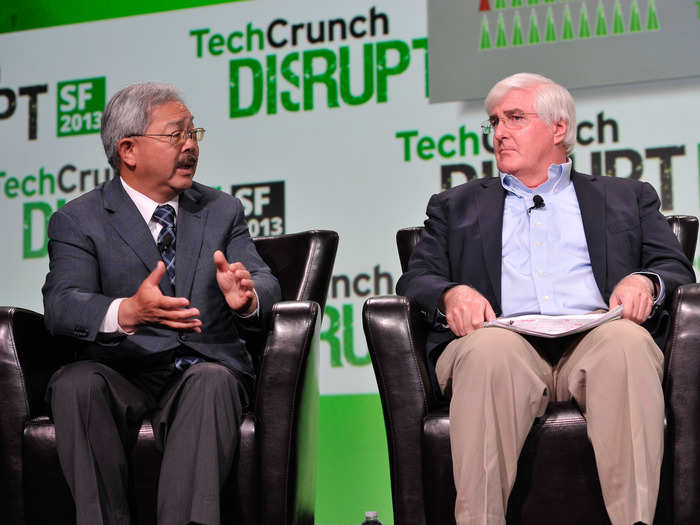 The Mid-Market development area, where all these pictures were taken, was promoted heavily by San Francisco Mayor Ed Lee (left), seen here with angel investor Ron Conway, a big supporter.