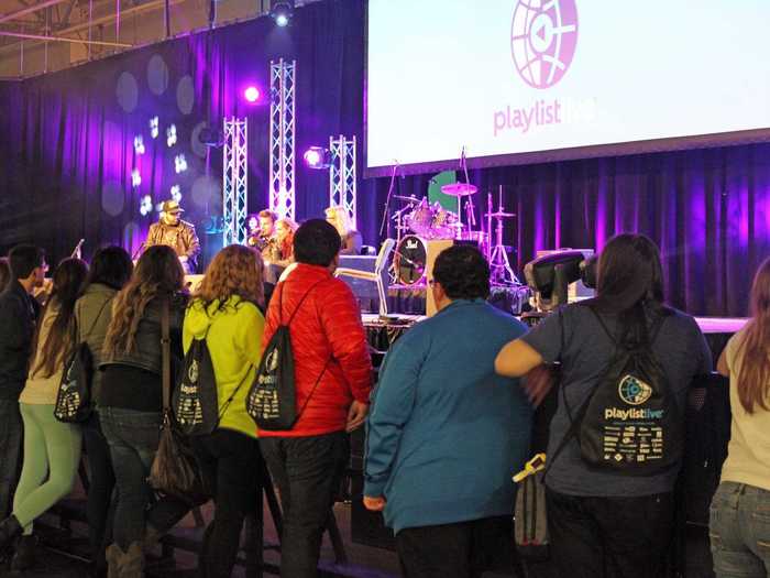 Lots of teens had the same drawstring backpack bearing the Playlist logo.