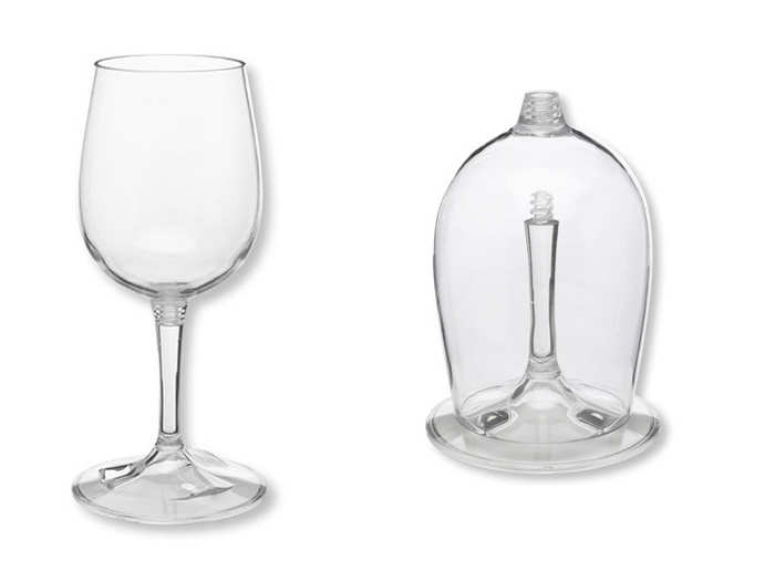 Take refreshments on the road with the nesting wine glass.