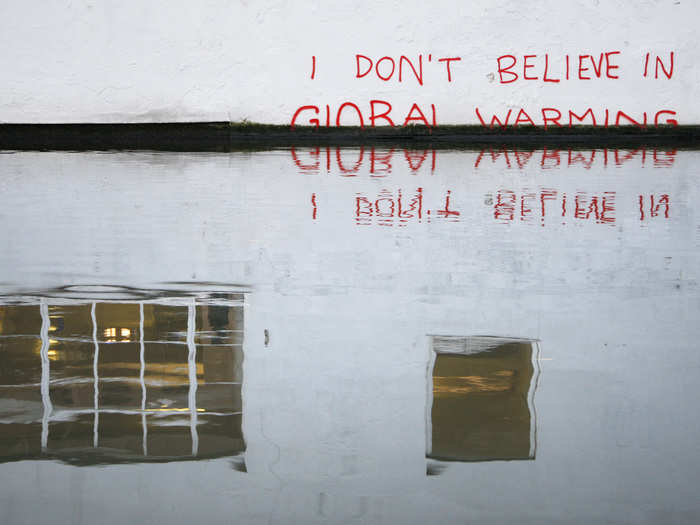 But even in the face of overwhelming evidence for human-caused climate change, climate skepticism still runs rampant. This graffiti, on a wall by London