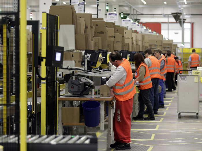 Most warehouse employees are hired through a contractor, not by Amazon itself. This year, the company hired 80,000 seasonal workers for its sortation and fulfillment centers.