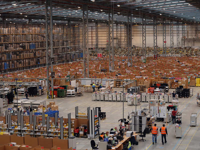 Amazon employees may walk between 7 and 15 miles every day inside the warehouses.