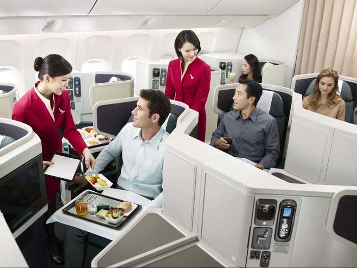 Cathay Pacific flights feature multi-course, restaurant-quality meals.