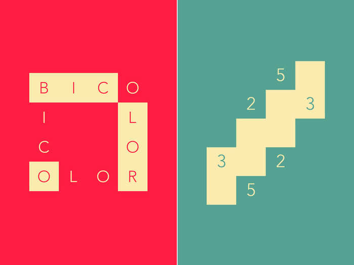 Bicolor is a challenging puzzle game where each level only has two colors.