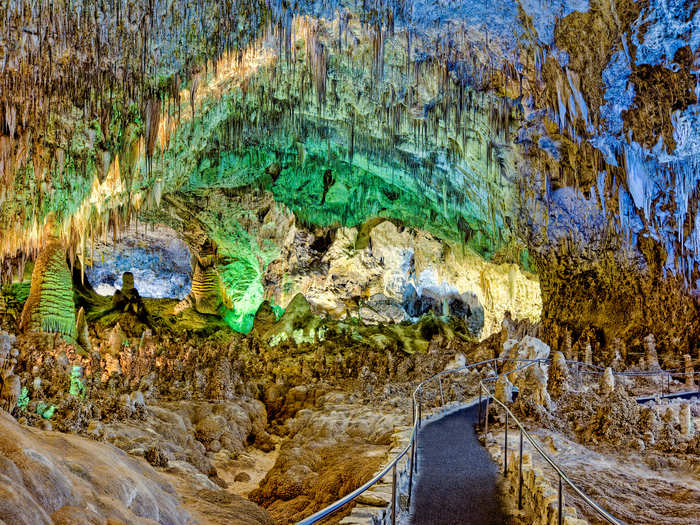 NEW MEXICO: Enter Carlsbad Caverns, a giant network of underground limestone caves.