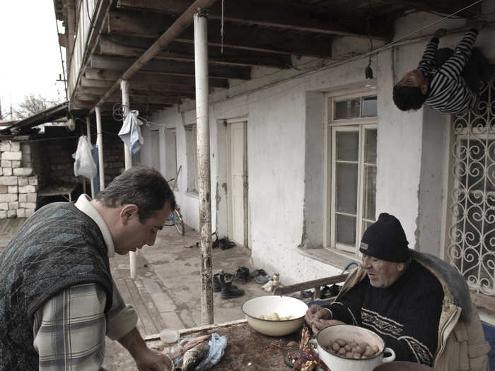 Nagorno Karabakh Republic (NKR), another breakaway country in the southwest part of Azerbaijan, began its secession during the dying years of the Soviet Union. Three generations often live in the same home in Nagorno Karabakh, like the Danielyan family seen below.