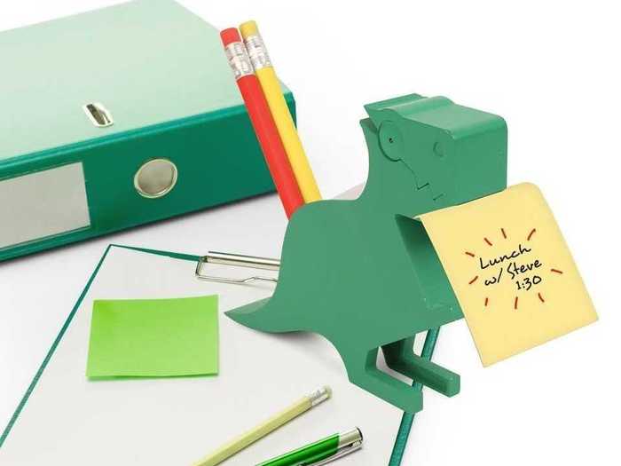 Spruce up your employee’s desk with this cute dinosaur memo holder.