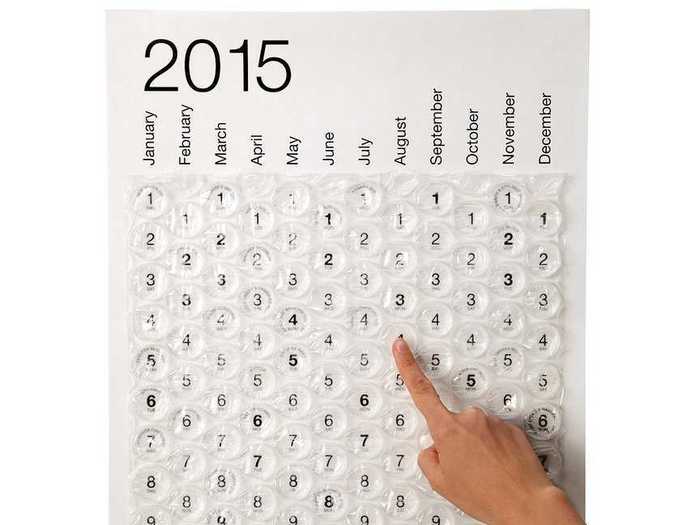 A bubble wrap calendar adds a little fun to the days of the week.