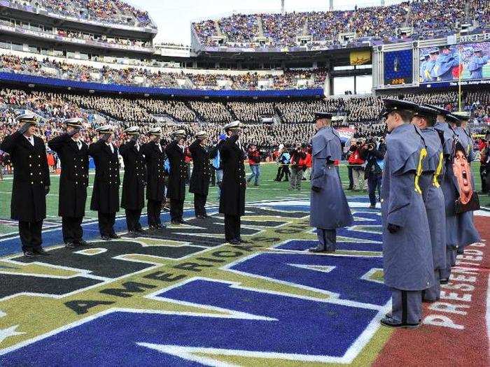 The two schools have an exchange program that allows Cadets and Midshipmen to spend a semester at an alternative service academy. Prior to kick-off, they hold a "prisoner exchange." Participating students meet on the field and then rush to sit with their respective academies for the duration of the game.