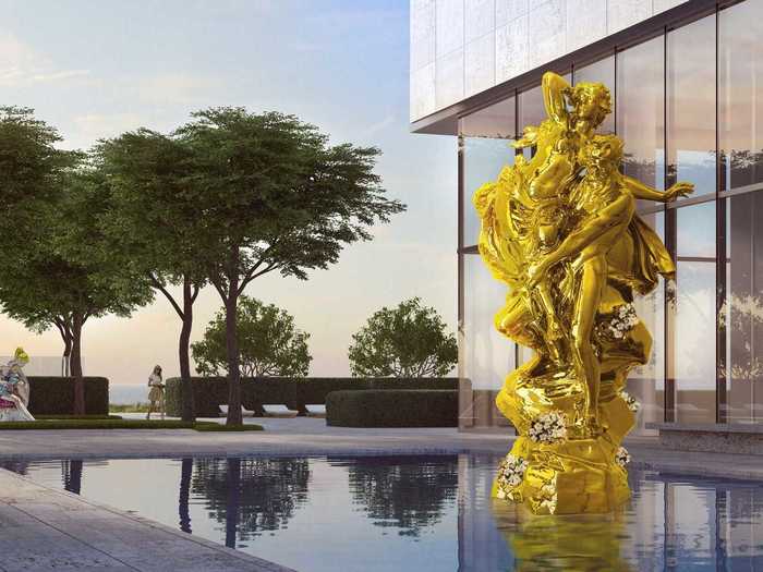 “Pluto and Proserpina” will be on display just inside the main entrance. The 11-foot-tall sculpture is made from mirror-polished stainless steel and live plants.