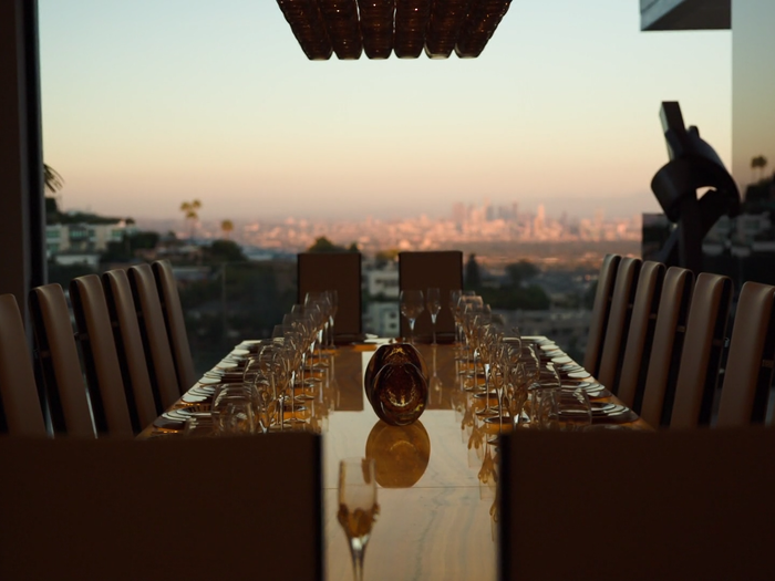 The main dining room is fit for a king.