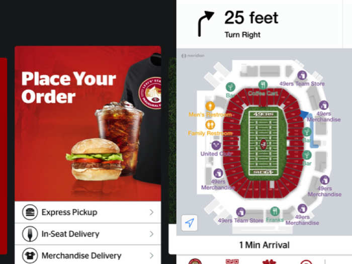 You can use an app to order food directly to your seat and get directions around the stadium.