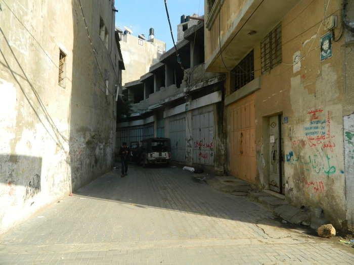 In downtown Gaza City, blocks of improvised-looking cinder-block structures almost threaten to crash in to one another.