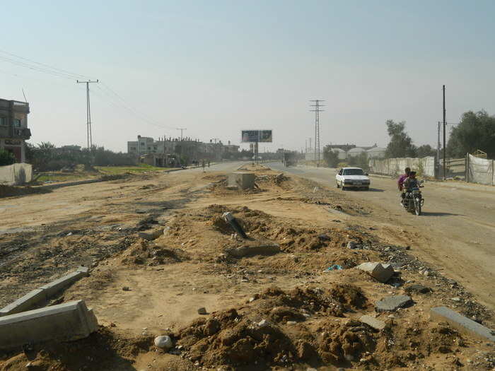 Parts of the road were damaged during the war over the summer. The road is supposed to be rebuilt with Qatari assistance in what is one of the largest development projects currently underway in the Strip. Thanks to border restrictions and Hamas