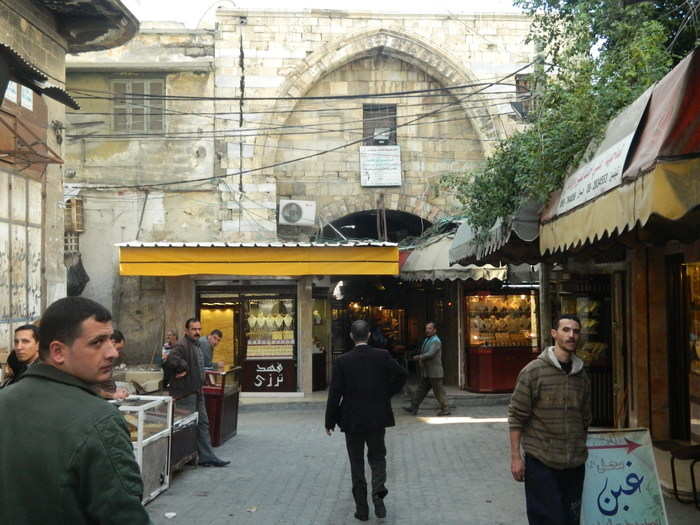 The gold market is in a covered, centuries-old passageway bordering Gaza