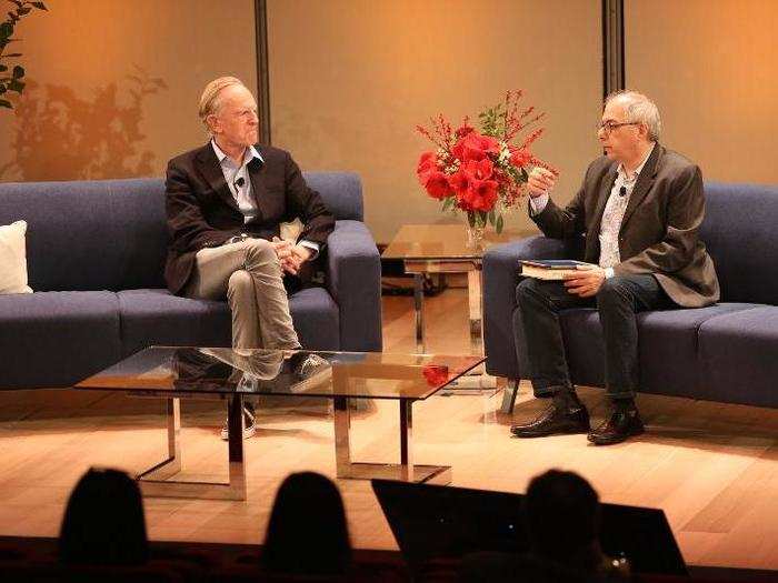 John Sculley, former CEO of Apple, left, sat down with Steven Levy, founder and editor-in-chief of Backchannel.