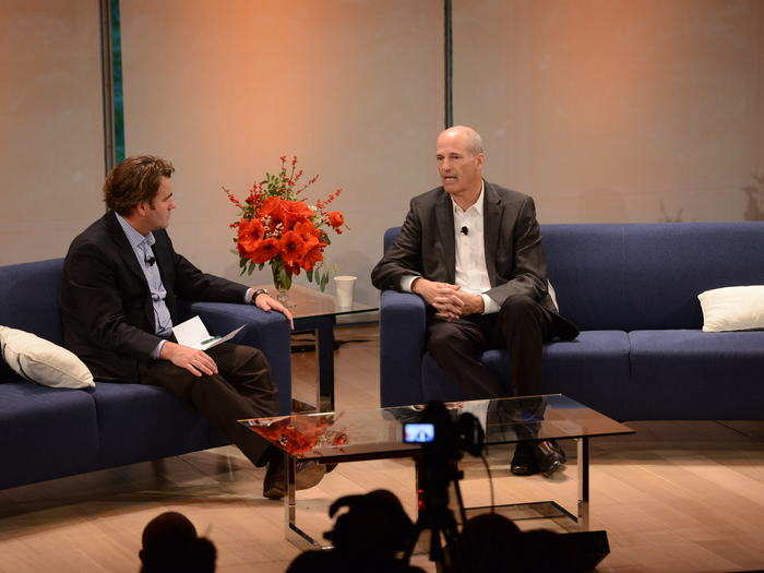 Afterwords, Brian McAndrews, CEO of Pandora, left, was interviewed by James Cooper, editorial director at Adweek.