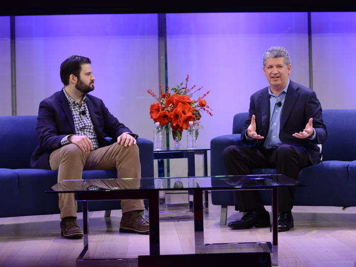 Darren Huston, president and CEO of The Priceline Group, left, sat with Dan Frommer, tech editor at Quartz.