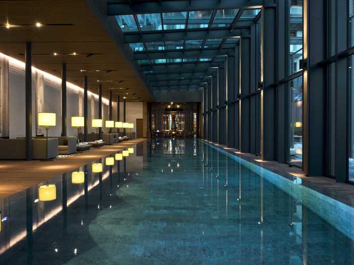 The main attraction in the spa has to be the incredible 115-foot-long indoor pool.