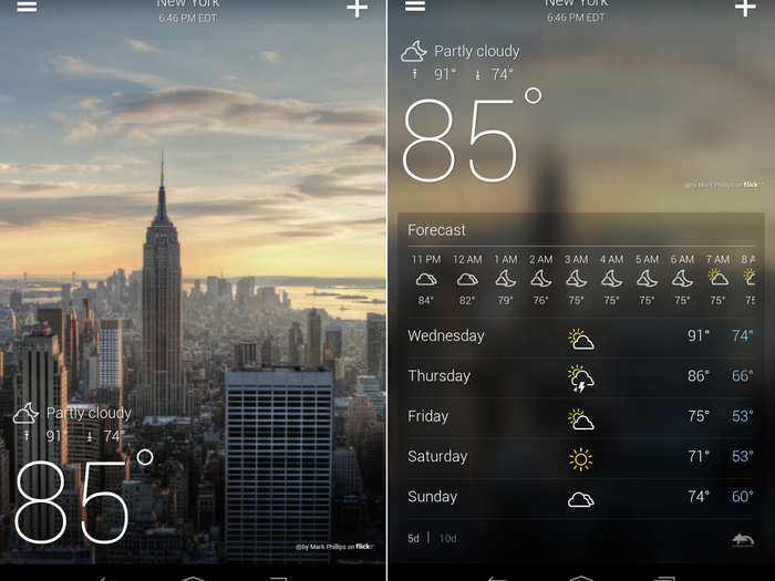 Yahoo Weather is the best looking weather app out there.