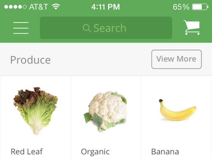 After I chose Fairway as my store, the app showed me what food items I could buy from there.