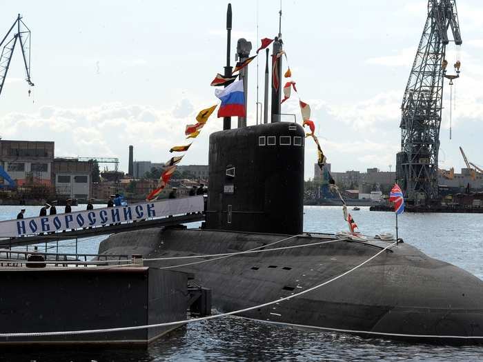 A virtually invisible submarine: The first of six Novorossiysk diesel-electric stealth submarines was launched from a St, Petersburg shipyard last year. Its designers claim its stealth technology makes it virtually undetectable when submerged.