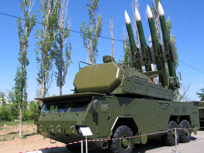 The BUK-2 missile system: This is the battery that allegedly brought down that Malaysian airliner over Ukraine. Its 9M317 missiles can reach 46,000 feet at Mach 3, carrying 154-pound warheads.