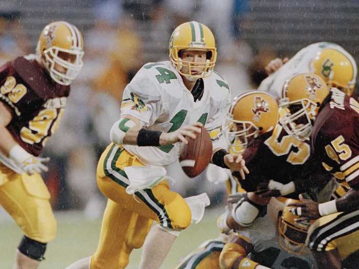 In the mid-80s, Bill Musgrave, the current quarterbacks coach for the Philadelphia Eagles, modeled a gorgeous and classic football uniform with a "UO" on the side of the helmet and a standard jersey/pants combo.