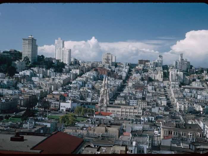 Russian Hill — as seen in this photo taken from Telegraph Hill — was a large, bustling community by the 1940s.