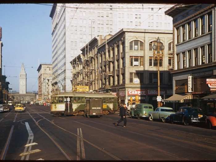 Cushman got this view down Market Street in 1953. This would be an important corridor for commerce and, later, tech companies.