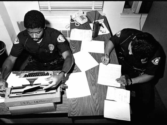 Growing up, Valentine would visit the station while his father did paperwork.  This is a view of the "report writing room," where much of that paperwork was done.