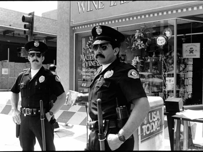 There was plenty of boring police work to document, like this patrol during the Pasadena Centennial Parade in 1986.