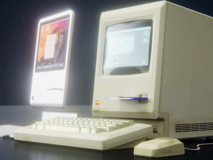 In this side-by-side shot, you can see how much computer design has evolved since the 1980s.