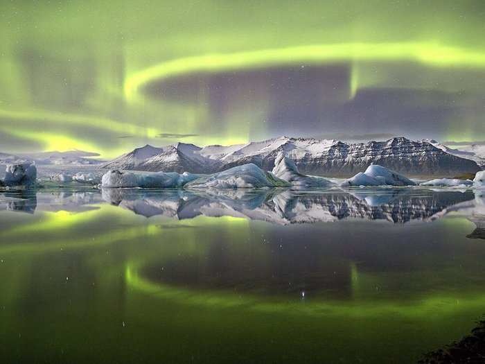 James Woodend won the 2014 Astronomy Photography of the Year competition with this photo of a vivid green aurora in Iceland’s Vatnajökull National Park.
