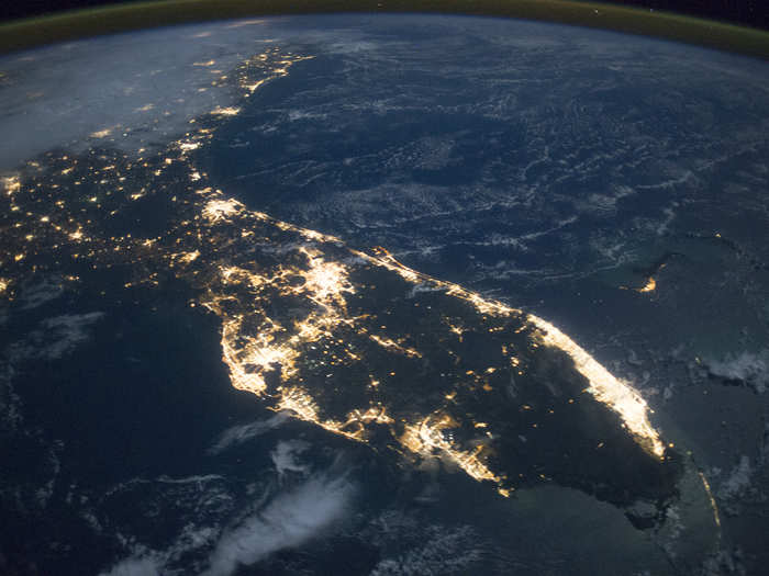 Astronauts aboard the International Space Station took this photograph of Florida in October 2014.
