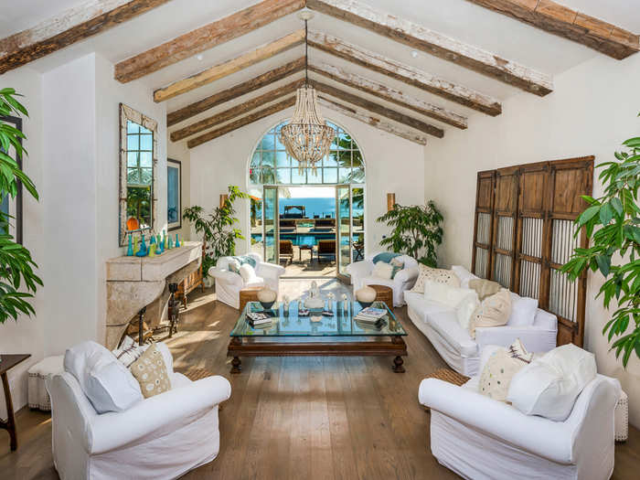 The living room has views of the ocean.