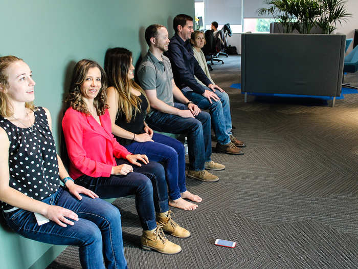 Employees did wall sits, too. They don