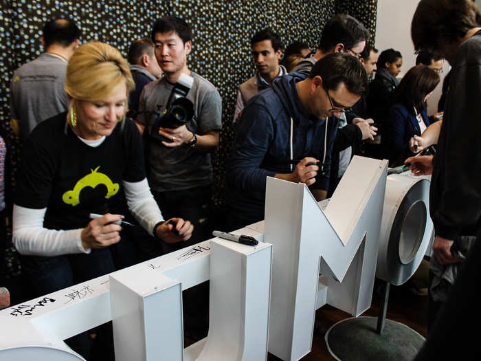 Monkeys swarmed the sign, eager to become part of the company