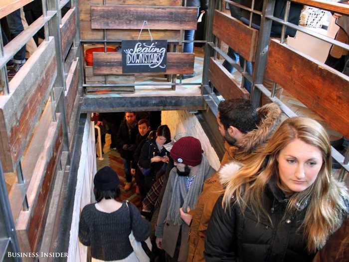 The line is so long, in fact, that it stretches all the way down the stairs and into the dining area. Dig Inn