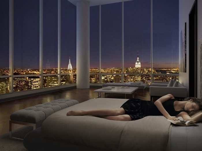 Every room has 23-foot, floor-to-ceiling windows, providing unparalleled views of New York.