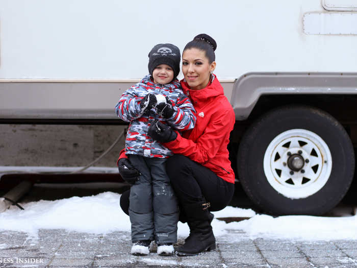 Trapeze artists Alexey Maximov and Elena Utkina (pictured) and their son lead an untraditional family life. The tent