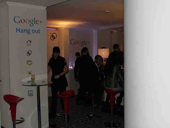 On the way back down the PwC hall, I stopped into the Google+ Hang Out. A big bar, where Google is eager to buy you a drink.