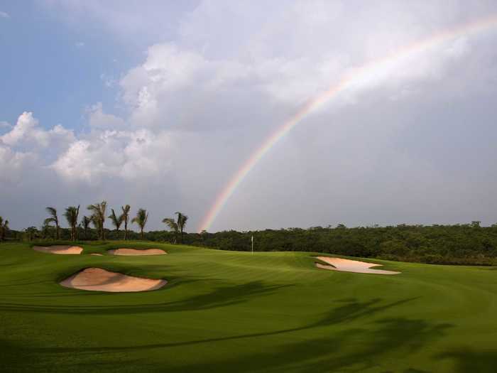 The gorgeous Preserve course has palm trees and rolling hills.